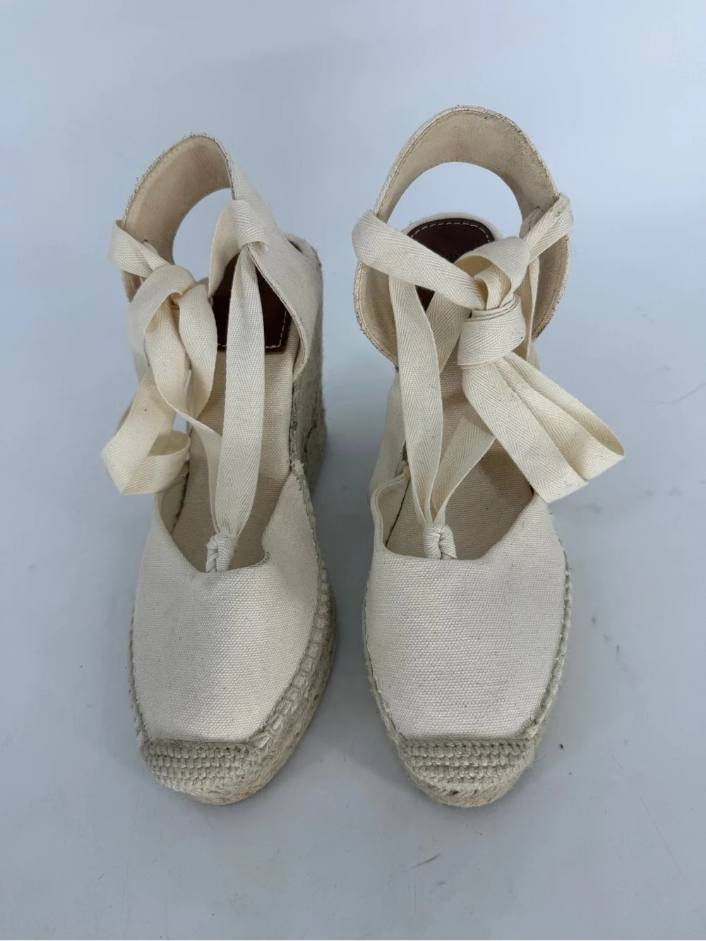 Ralph Lauren Canvas Ankle Wrap Wedge Espadrille Size 8 New w/o Box